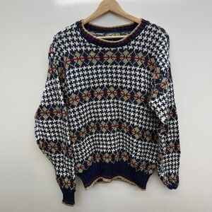 Vintage American Eagle Sweater Mens Medium Blue Striped Grandpa 90s Pullover